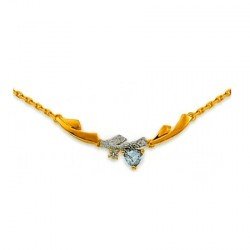Collier plaqué or topaze bleue de synthése