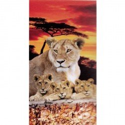 Serviette de plage Lions en famille