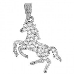 Pendentif Cheval argent et oxydes de zirconium