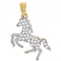 Pendentif Cheval plaqué or et oxydes de zirconium