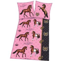 Housse de couette chevaux marron et pie