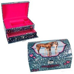 Boite à bijoux bleue Chevaux Love