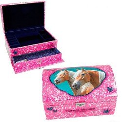 Boite à bijoux rose Chevaux Twins