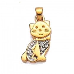 Pendentif Chat plaqué or et chaîne