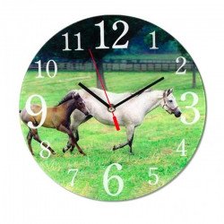 Horloge Chevaux dans la prairie