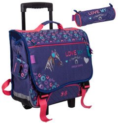 Cartable à roulettes Cheval Love