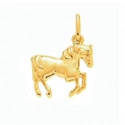 Pendentif Cheval fringant 3D - plaqué or