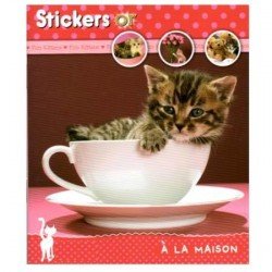 Mini livre Stickers Chat à la maison