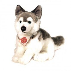 Peluche Chien Husky assis - 29 cm