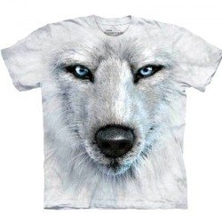 Tee shirt Portrait de loup blanc