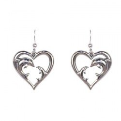 Boucles d'oreilles coeur et dauphin