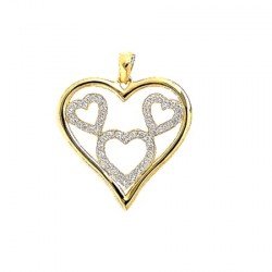 Pendentif mes amours de coeurs - plaqué or et oz