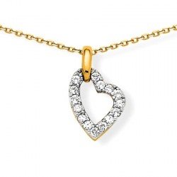 Collier coeur diamanté - plaqué or et oz