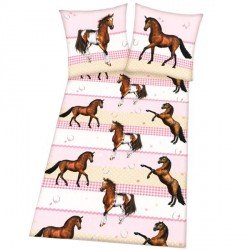 Housse de couette chevaux marron et pie