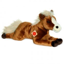 Peluche Cheval brun couché - 51 cm