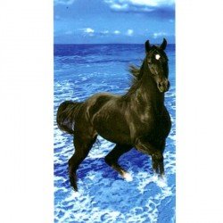 Serviette de plage Cheval noir 95 x 175 cm