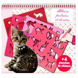 Album dessins avec pochoirs te stickers Chat