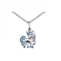 Collier et boucles d'oreilles Cheval argent bleu