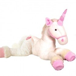 Grande licorne blanche et rose 60 cm